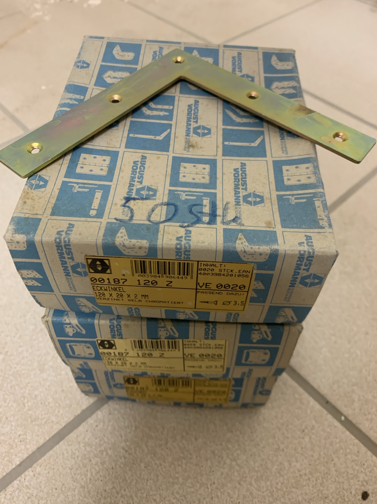 ECKWINKEL Stahl verzinkt, 120X20MM, versenkte Löcher